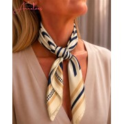 Dames sjaal korte hals sjaaltjes 536 streep blauw beige 